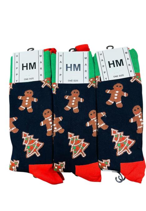 Sosete de Craciun Barbatesti ,Imprimeu Bradut,Engros